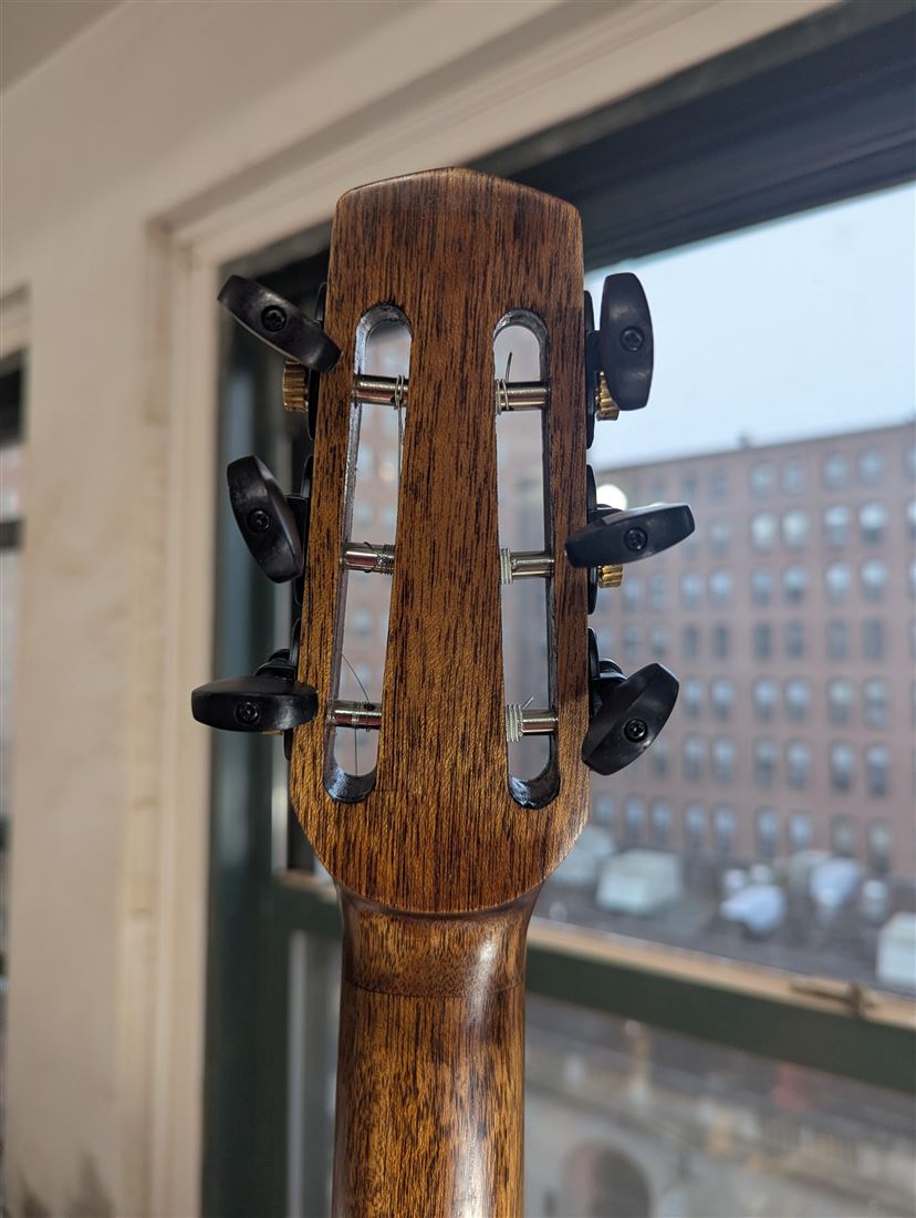 Rear headstock detail of the Granadillo guitar.