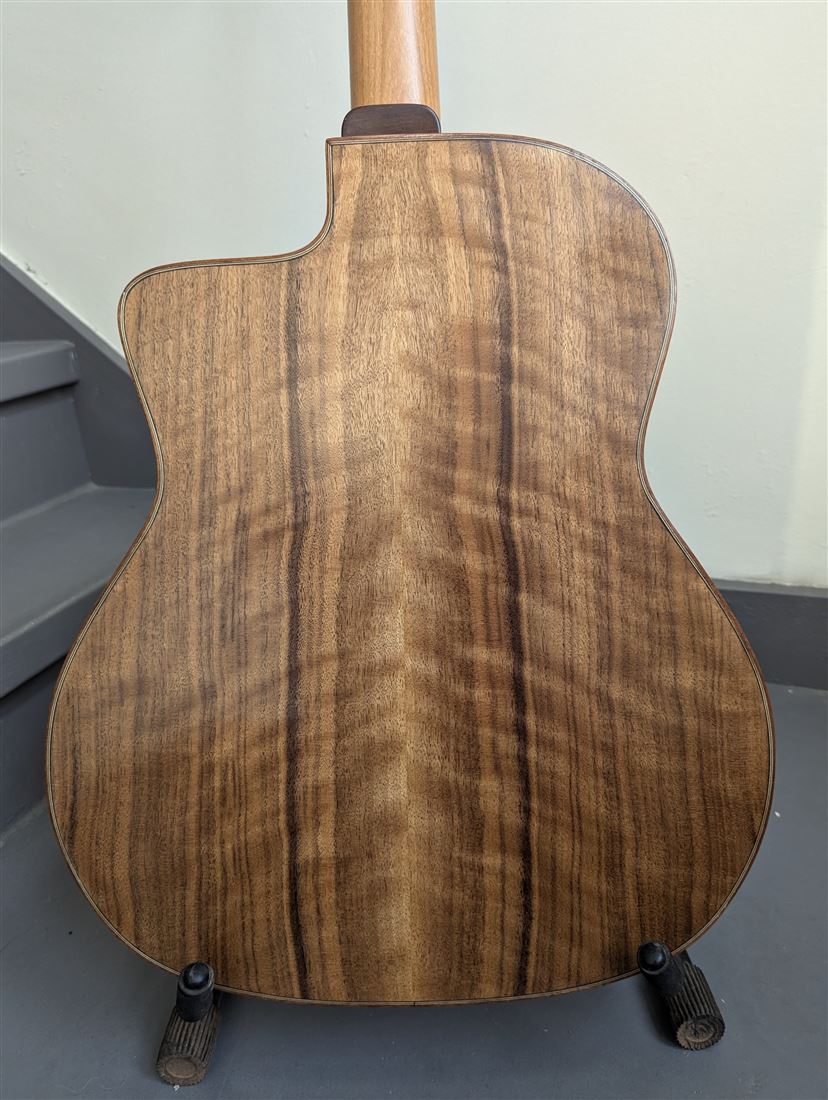 Back of the Old Walnut guitar showing walnut grain.