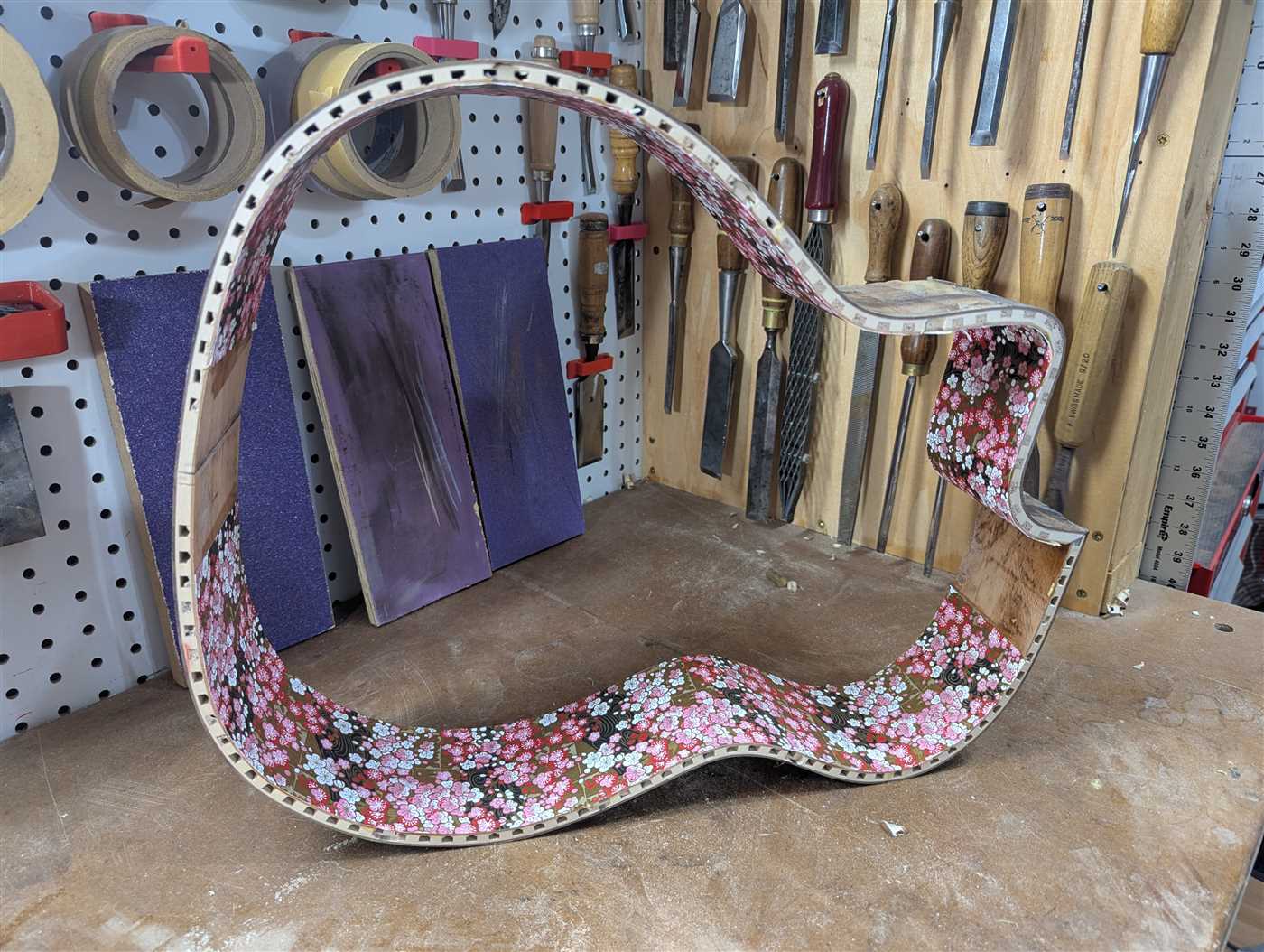 Structured guitar sides ready for assembly.
